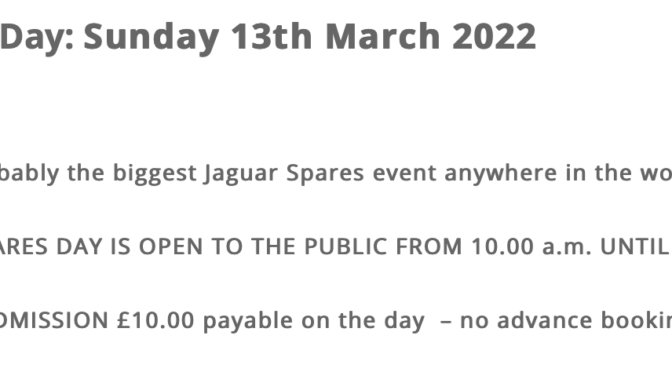 Jaguar Spares Day ahead this weekend